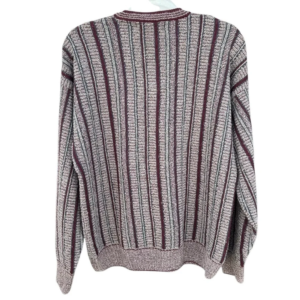 Vintage Brandini Knit Grandpa Sweater Striped V-Neck Long Sleeve Med Italy GUC